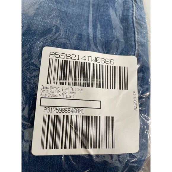 Isaac Mizrahi Live! Tall True Denim Pull On Crop Jeans Womens 4 Blue Indigo NEW - Picture 4 of 8